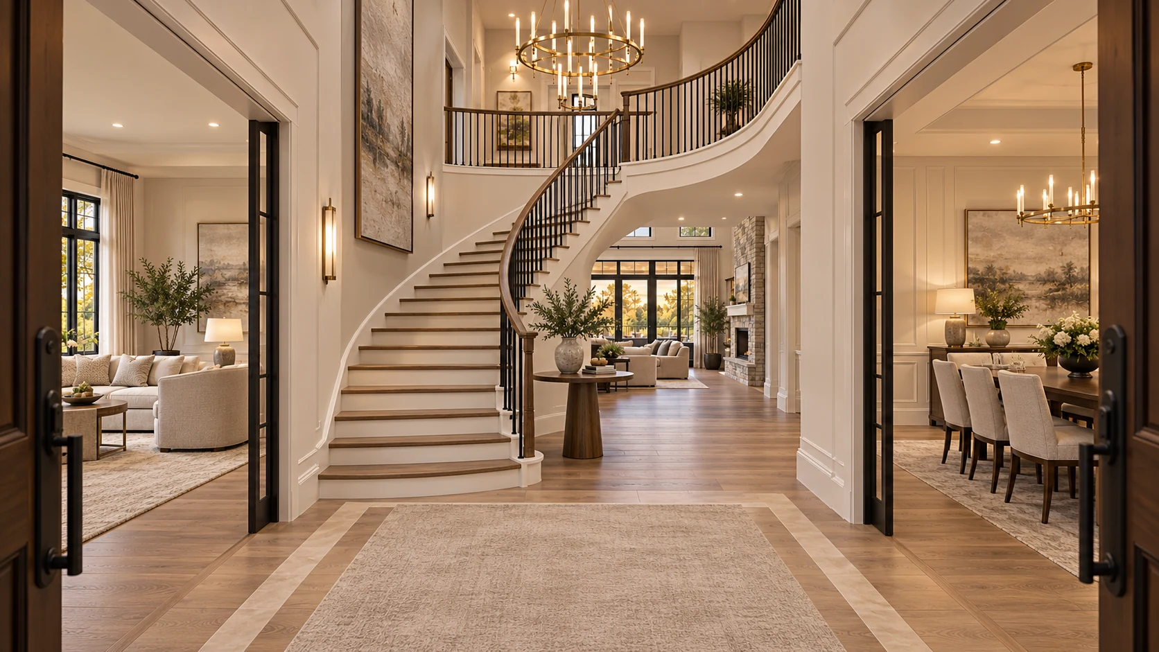 Conceptual foyer and staircase illustrating a possible residential design direction