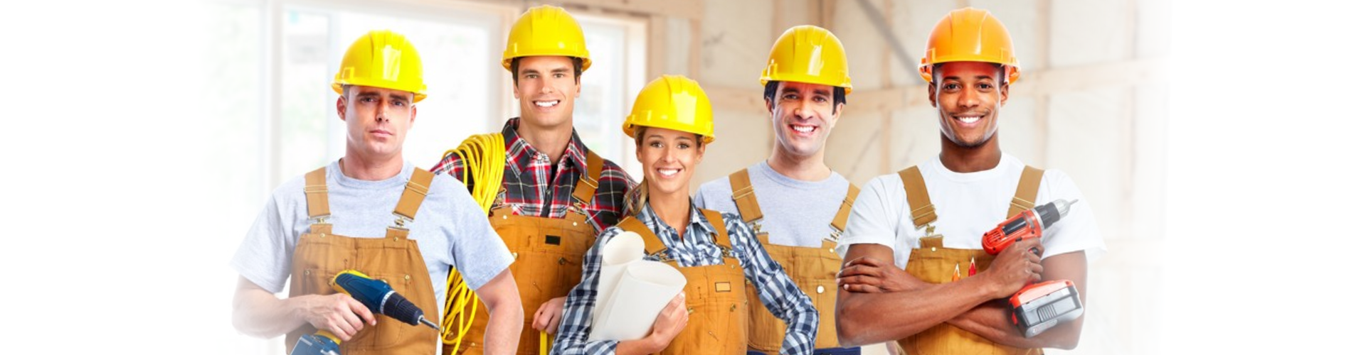 group of construction worker smiling happily